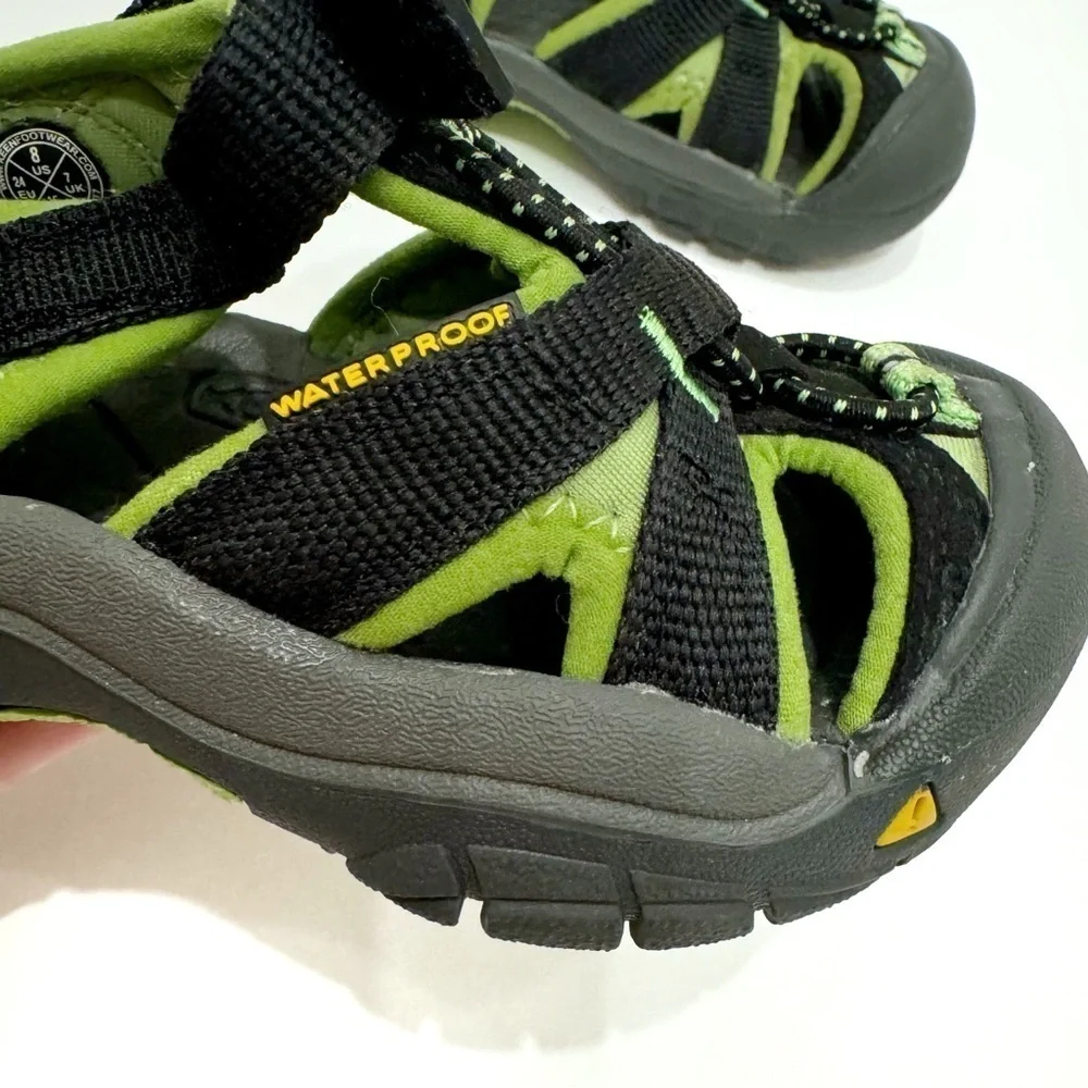KEEN Newport H2 Water Hiking Sandals Black Lime Green Size 8